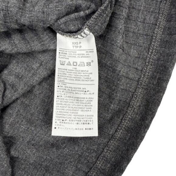 Banana Republic Women's Long Sleeve Rib Wrap Tee In Gray Size XXS Petite - Picture 4 of 5